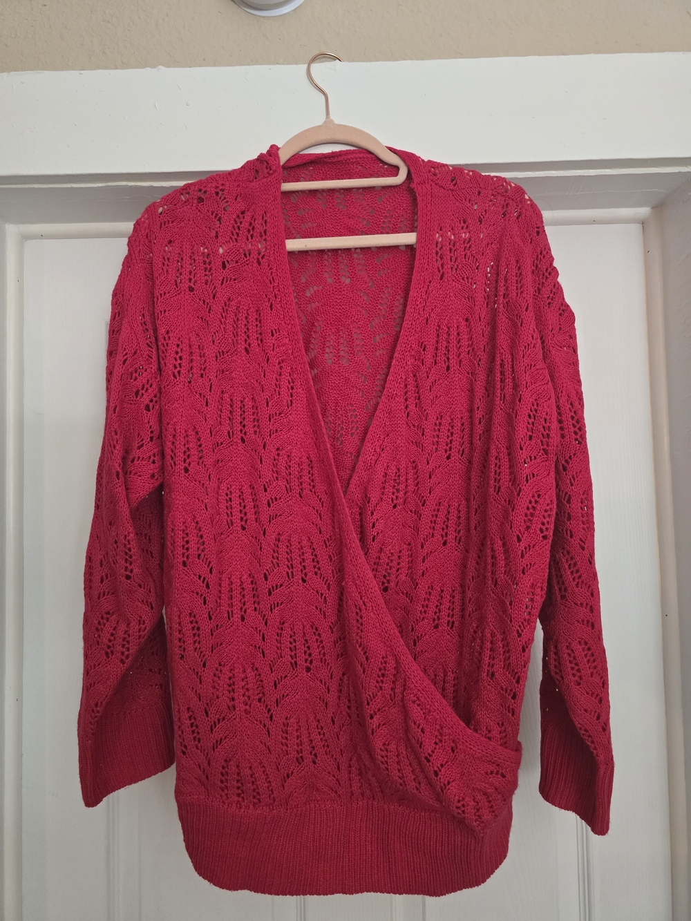 SHEIN Pink Knit Wrap Sweater - 3X
